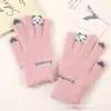 Guantes nuevos de Otoño e Invierno, Guantes de Punto Cálidos, Lindo Estilo Coreano Versátil con Dedos para Pantalla Táctil, Guantes de Dibujos Animados a Prueba de Frío para Mujer