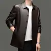 Jaqueta de Couro para Homens do Fabricante Haining, Jaqueta Quente de Outono e Inverno com Lã, Caimento Solto para Homens de Meia-Idade, Roupa Externa Casual para Pais, Roupa Masculina Grande