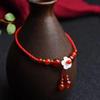 Tobillera de ágata roja natural, frijol de acacia, concha de perla, flor pequeña, pulsera tobillera de cuerda roja, suministro en vivo, venta al por mayor