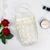 Bolsa de Balde Simples com Contas, Design de Bolsa Tecida de Ombro Único com Recortes, Bolsa de Celular de Miçangas de Vidro, Bolsa de Mão