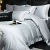 Juego de cuatro piezas de algodón de fibra larga estilo hotel de lujo, funda de edredón y sábana de algodón puro, juego de exportación de alta gama, ropa de cama para regalo al por mayor 4