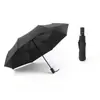 Guarda-chuva Preto de Plástico Dobrável Totalmente Automático com Proteção Solar, Guarda-chuva de Uso Duplo para Sol e Chuva, Fabricante Direto, Guarda-chuva de Proteção Solar, Guarda-chuva Espesso