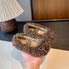 Zapatos de Algodón para Niños, Zapatos de Invierno de Terciopelo Cálido con Piel para Niñas, Zapatos Tipo Gorro de Lana de Cordero para Bebé de Suela Suave para Una Pierna, Zapatos para Niños