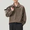 Ropa de Hombre Shanggu Suéter de Punto con Cuello Solapa para Hombre Otoño Nuevo Holgado Casual Moda Versátil Sudadera para Hombre