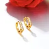 Pendientes de Círculo con Gema Artificial Incrustada, Aleación de Cobre Xuping Chapada en Oro de 14K, Personalización de Fábrica de Pendientes Transfronterizos Europeos y Americanos