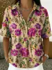 2026 Verano Transfronterizo Nuevo Top Casual para Mujer con Estampado Floral, Estilo Vacacional, Holgado, Cuello Solapa en V, Manga Corta