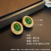 Pendientes de encaje de diamantes con relieve tridimensional de tres capas de jade malayo verde ovalado de alta calidad, joyería para mujer, venta al por mayor