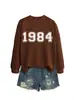 Amazon eBay sitio independiente casual simple cómodo mujer 1984 digital otoño e invierno nuevo cuello redondo manga larga sudadera