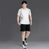 Conjunto Esportivo Masculino Verão Roupas de Fitness Seda Gelada Secagem Rápida Camiseta de Manga Curta Shorts de Treino Respirável Casuais Masculinos Corrida