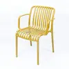 Silla de Comedor Vertical Hueca para Exteriores, Silla de Comedor de Plástico Apilable con Reposabrazos, Silla de Ocio con Respaldo, Silla de Playa