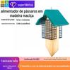 Comedouro de Pássaros Personalizado de Madeira Criativo Madeira Maciça Jardim Pátio Alimentador de Animais de Estimação Madeira Maciça Montado no Chão Pendente Alimentador de Água
