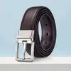 Cinturón de Cuero Genuino para Hombre, Moderno, Sencillo y Versátil, con Hebilla Giratoria de Pin de Alta Gama, Cinturón de Piel de Vaca de 3.5 cm para Hombre, Estilo Coreano