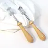 Faca para Aparar Pão de Aço Inoxidável, Faca Serrilhada de Corte, Ferramenta de Panificação, Faca para Cortar Pão, Faca para Cortar Pão com Cabo de Madeira de Faia