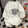 Camiseta de Manga Corta para Mujer con Estampado de Dibujos Animados Divertidos, Nuevo Diseño de Nicho para Verano 2026, Top Casual Holgado y Versátil