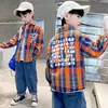 Chaqueta Camisa a Cuadros de Otoño para Niños 2026 Nuevo Estilo Camisa de Manga Larga de Primavera y Otoño para Niños Grandes Top de Moda Venta al por Mayor Transfronteriza