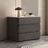 Mesa de cabeceira grande, de madeira maciça, cor creme, para uso doméstico, de alta qualidade, estilo luxo leve, design novo, simples e moderno, com três gavetas, adequada para o quarto