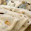 2026 Nova Manta Estilo Japonês e Coreano Creme Lã de Cordeiro + Leite Fleece Desenho Animado Fofo Manta de Sofá Manta de Lançar para Intervalo de Almoço