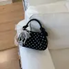 Bolsa Cilindro Linda de Lunares Verano 2026 Bolso Cruzado de Moda Tendencia Verano Bolso de Mano con Lazo de Perlas para Mujer