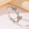 Anillo de Moda DIY de Alto Gama para Mujer con Mariposa Chapado en Cobre y Oro/Platino Europeo y Americano Transfronterizo Microincrustado con Circonio Blanco