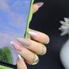 Use manicure Europeia e Americana Marbling marrom e prata comprimento médio elegante elegante adesivo de unha postiça 24 peças na caixa