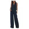 Ropa de mujer transfronteriza europea y americana, conjunto nuevo de verano 2026 de chaleco sin mangas con cuello en V y pantalones de pierna ancha, casual y elegante en color liso