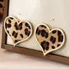 Moda Femenina Retro de Moda Chica Popular Estampado de Leopardo Otoño e Invierno Personalizados Corazón de Melocotón Versátiles Pendientes