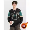 Moletom espesso com gola redonda e forro de fleece para homens, novo estilo outono e inverno 2026, camiseta de manga comprida para adolescentes e estudantes, top masculino da moda