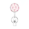 Porta-credencial retráctil de resina epoxi transfronterizo con clip de corazón rosa y lazo para tarjetas de identificación médicas, En stock