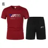 Conjunto de Verão Novo Transfronteiriço para Homem com T-Shirt e Calções Estampados, Conjunto Respirável de Malha Casual para Desporto Moda Manga Curta