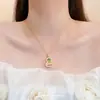 Tienda de Oro Mismo Estilo Collar con Colgante de Buda Bañado en Oro Estilo Antiguo con Diamantes de Colores y Colgante de Calabaza, Nueva Cadena para Suéter Estilo Chino Fortuna y Prosperidad