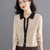 Cardigan de Punto con Bloques de Color y Cuello Solapa Otoño/Invierno 2026 Suéter Abrigo Holgado Casual Elegante Prenda Base