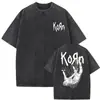 2025 Estilo Nuevo Lavado Vintage Banda de Rock Korn Falling Away from Me Camiseta Algodón
