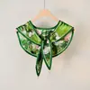 Chal Estilo Pintura al Óleo con Colgante de Perla, Chal Pequeño para Hombros para Mujer, Cuello Falso Decorativo de Anacardo de Alta Gama, Chaleco para Habitación con Aire Acondicionado