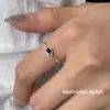 Anillo de Plata de Ley S925 Oval con Circonita de Color Ins Nicho Anillo Abierto Sencillo de Alta Gama Versátil