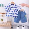 Traje de Verano para Niños de Manga Corta Verano Nuevo Estilo Moderno Dos Piezas Camisa Rayada para Niños y Bebés