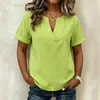 Nueva camisa a rayas para mujer con cuello en V, manga corta 2026, corte holgado, adecuada para tiendas en línea independientes, Amazon, verano, estilo europeo y americano