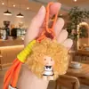Llavero original de niño de dibujos animados con pelo rizado y gafas de sol, colgante de bolsa de muñeca esponjosa genial y moderno, pequeño regalo para llaves de coche