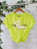 Camiseta de algodón puro de verano europeo y americano, de manga corta, cuello redondo, comercio exterior transfronterizo, camiseta estampada con patrón de letras americanas, fábrica de comercio exterior femenina