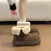 Botas de nieve de suela gruesa estilo Birkenstock para mujer, nueva colección invierno 2026, antideslizantes, forradas de felpa, cálidas, botines cortos, puntera extragrande, zapatos de algodón retro