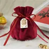 Nova bolsa de doces bolsa de fio de crochê doce de casamento suprimentos de casamento presente de mão bolsa de veludo de seda presente de retorno bolsa de doces de casamento bolsa de doces