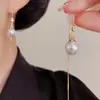 Pendientes Largos con Borla de Perlas en Forma de Gota Coreanos y Japoneses para Mujer, Únicos y Elegantes, Simples y Lujosos, Pendientes Adelgazantes