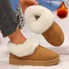 Botas de nieve para mujer de gran tamaño para comercio exterior transfronterizo con ribete de piel, forro de felpa, botines cortos de suela plana engrosada, zapatos de algodón cálidos sin cordones al por mayor