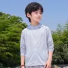Ropa de Protección Solar para Niños, Estilo Delgado de Verano, Ligera con Sensación de Hielo, Unisex, con Capucha, de Manga Larga, Protección Solar, Ropa Transpirable para la Piel para Exteriores