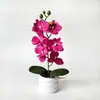 Fornecido diretamente pelo fabricante, orquídea Phalaenopsis artificial com 6 flores e 1 botão, toque realista, decoração de bonsai para fotografia e arranjo de local de casamento, planta em vaso de flor artificial