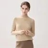 Nuevo suéter de cachemira tipo pullover para otoño e invierno para mujer, cachemira de cabra pura, cuello semi-alto, tejido de punto ajustado, suéter básico para mujer