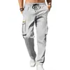 2026 Transfronterizos Verano Hombres Únicos Estilo Americano Versátiles Pantalones con Cordón Color Sólido Casual Modernos Cómodos Pantalones Cargo En Stock