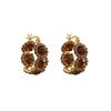 Arete de Hebilla para Oreja con Anillo de Cristal Marrón Estilo Femenino Pendientes de Lujo Ligero 2024 Nuevos Estallidos de Celebridades de Internet Accesorios de Oreja de Gama Alta para Mujeres