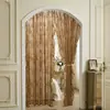Cortina de Porta Estilo Francês, Cortina Transparente de Divisória Sem Furos, Cortina de Renda Estilo Vintage Creme, Cortina de Acabamento de Alta Qualidade para Quarto e Sala de Estar