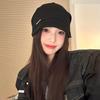 Sombrero de estilo japonés para niños, otoño e invierno, liso, pequeño, Baotou, moda de Internet, rojo y negro, para todo tipo de clima, sombrero de luna