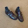 Primeiro Encontro Ji Velcro Estilo Britânico Boca Profunda Versátil Sapatos Pequenos de Couro Femininos Slip-on Salto Baixo Respiráveis Mocassins